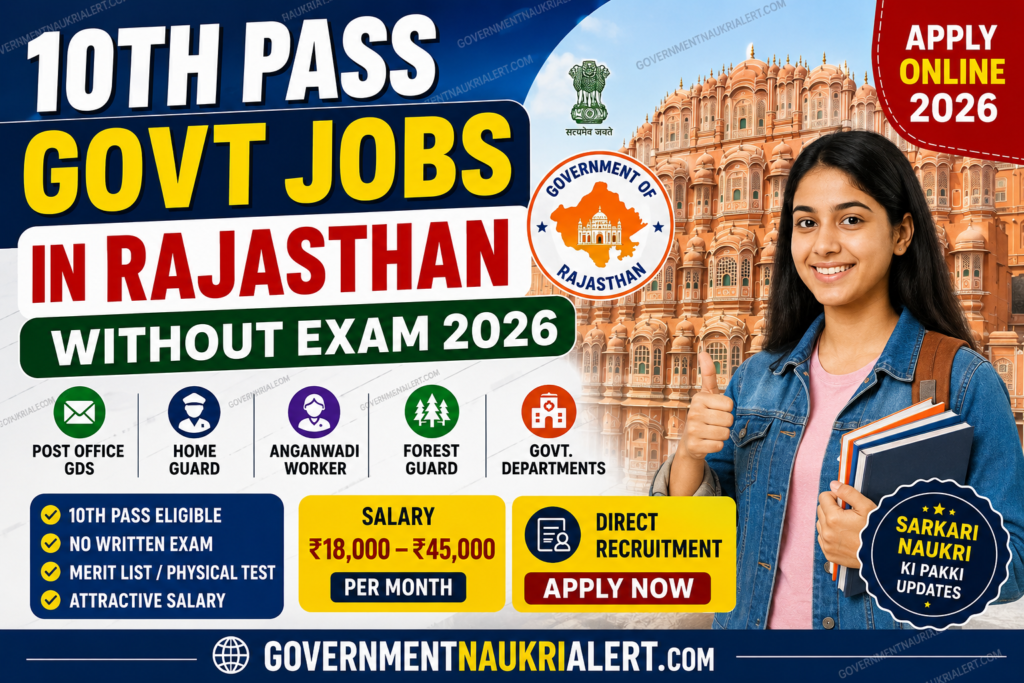 10th Pass Govt Jobs in Rajasthan Without Exam 2026