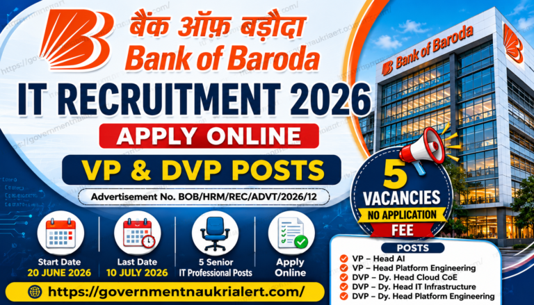 Bank of Baroda IT Recruitment 2026 Apply Online VP DVP Posts
