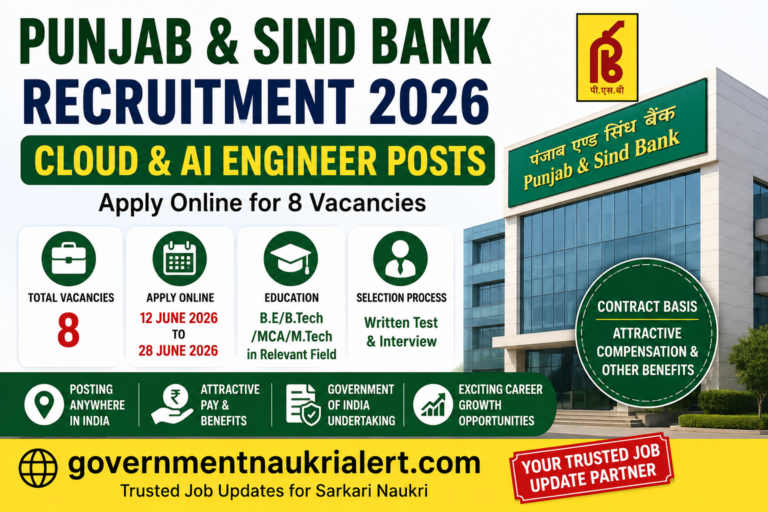 Punjab and Sind Bank AI Engineer Recruitment 2026 Apply Online for 8 Posts