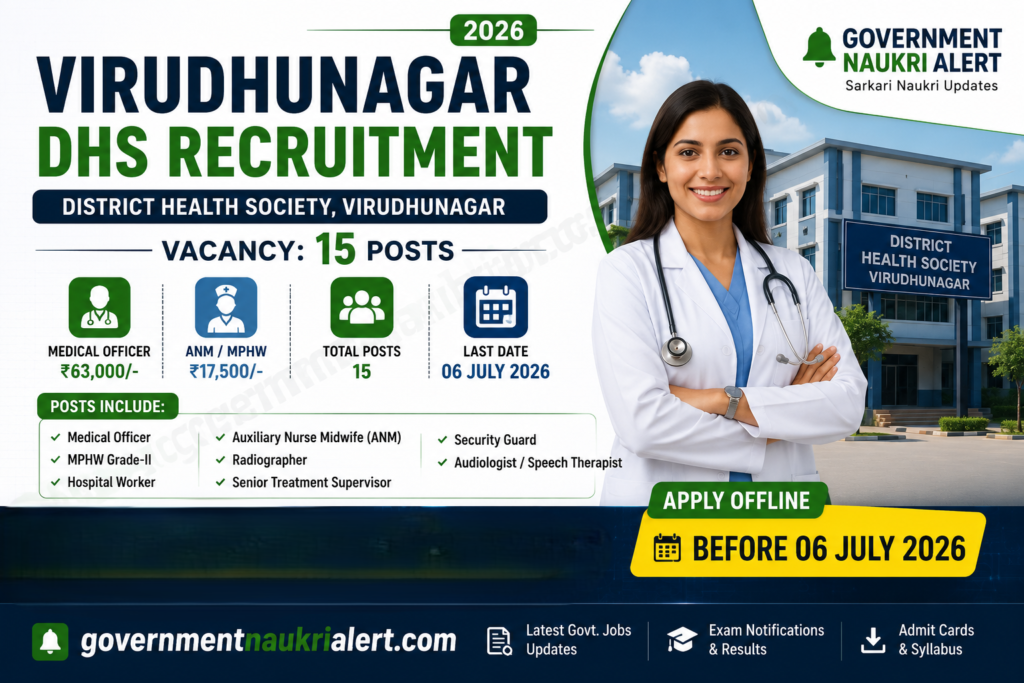 Virudhunagar DHS Recruitment 2026 Notification for 15 Medical and Health Worker Posts