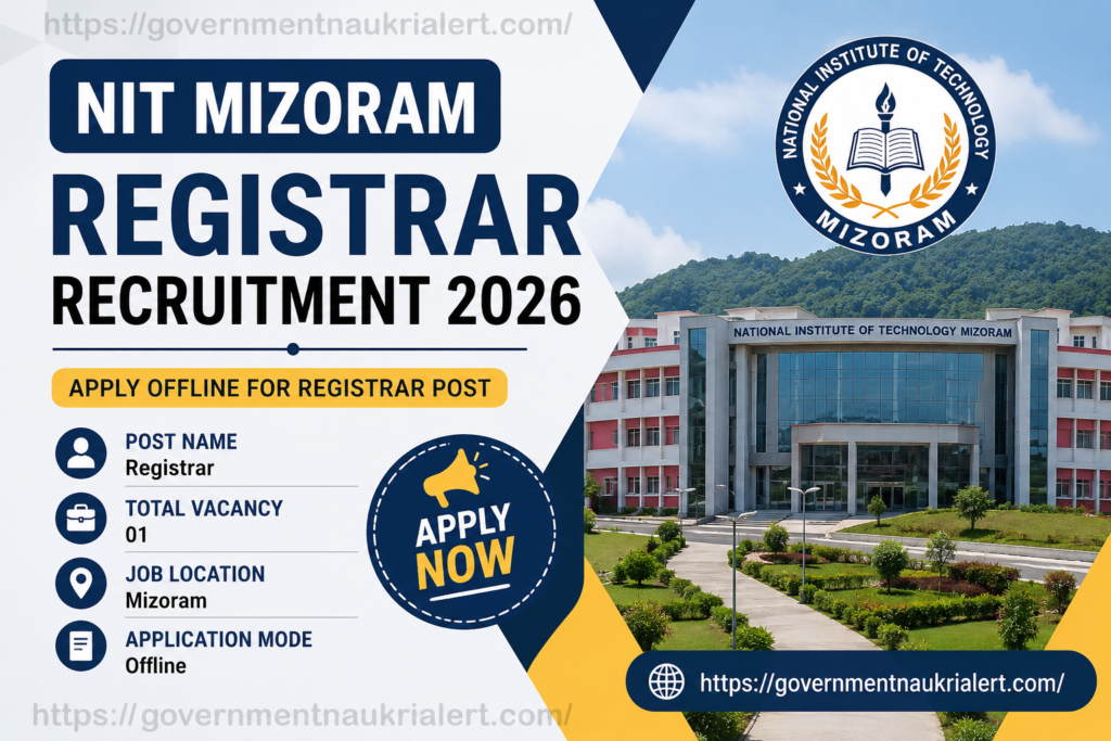 NIT Mizoram Registrar Recruitment 2026 Apply Offline for Registrar Post Notification