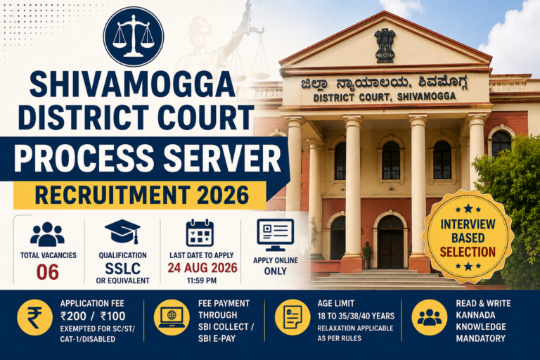 Shivamogga District Court Process Server Recruitment 2026