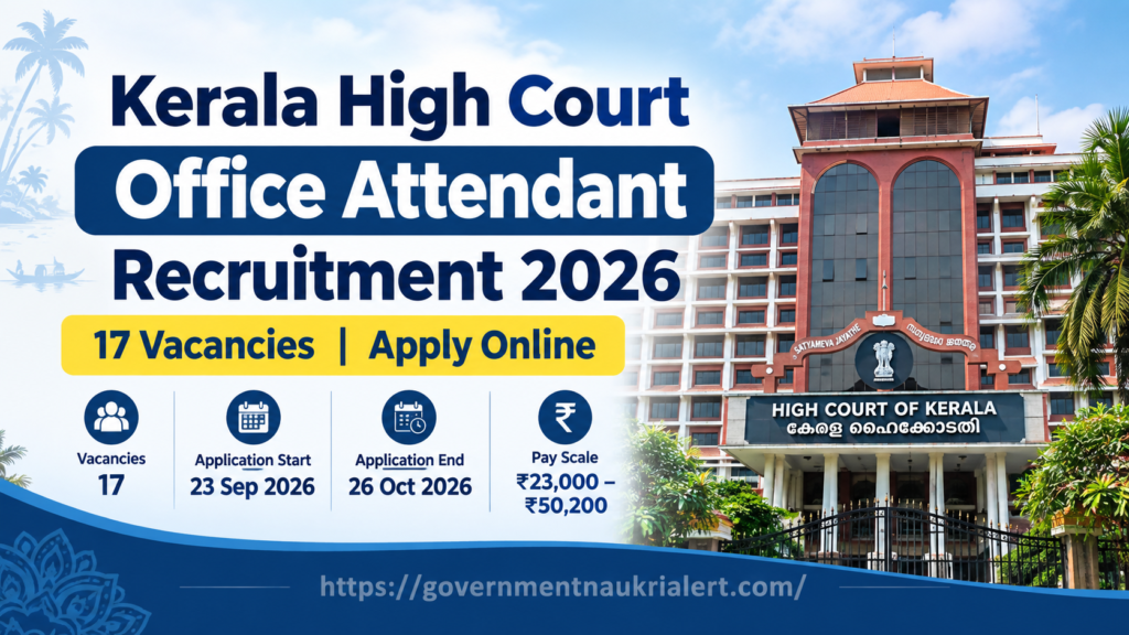 Kerala High Court Office Attendant Recruitment 2026 Notification