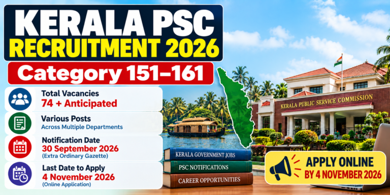 Kerala PSC Recruitment 2026: 74 Vacancies, Apply Online