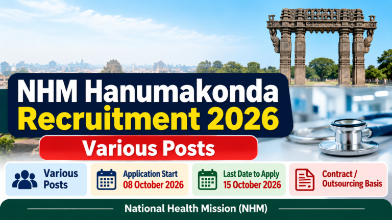 NHM Hanumakonda Recruitment 2026: Apply by 15 Oct