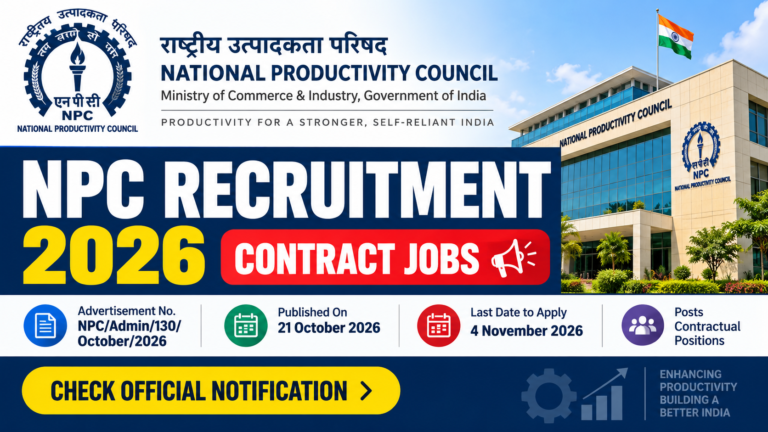 NPC Recruitment 2026: Contract Jobs, Apply by 4 November