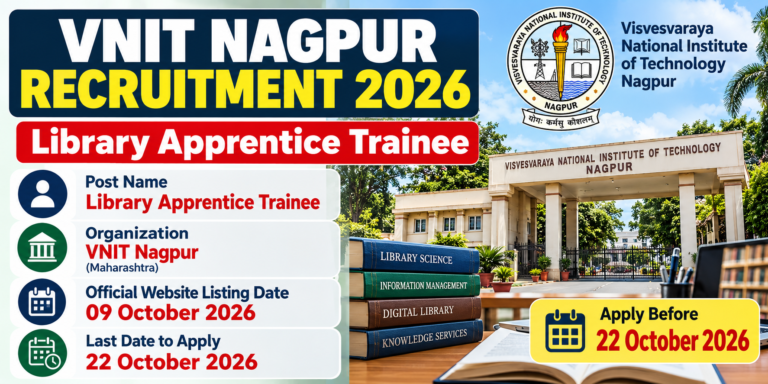 VNIT Nagpur Recruitment 2026: Library Apprentice Trainee